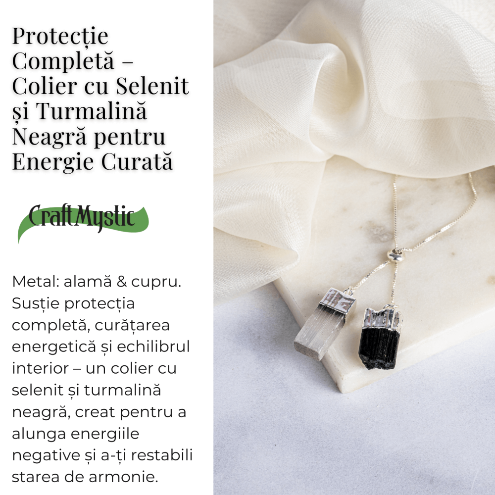 Protectie completa – Colier cu selenit si turmalina neagra pentru energie curata [3]