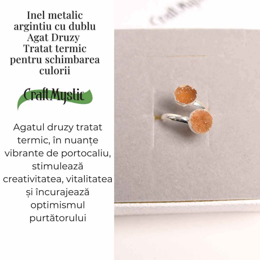 Inel Argintiu cu Dublu Agat Druzy – Energie si Eleganta Unica [3]