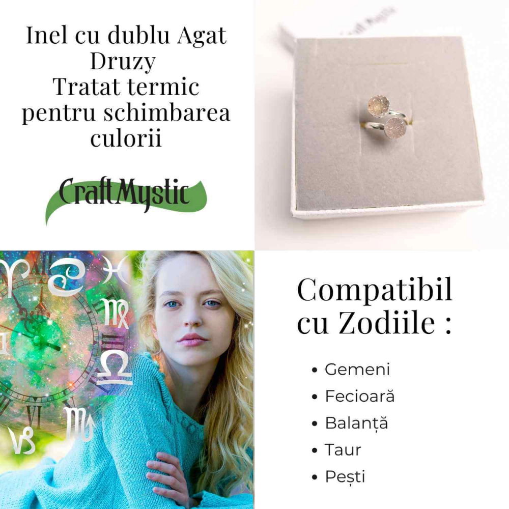 Inel Argintiu cu Dublu Agat Druzy – Energie si Eleganta Unica [5]