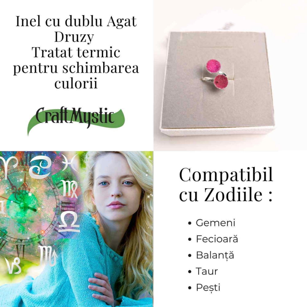Inel Argintiu cu Dublu Agat Druzy – Energie si Eleganta Unica [5]