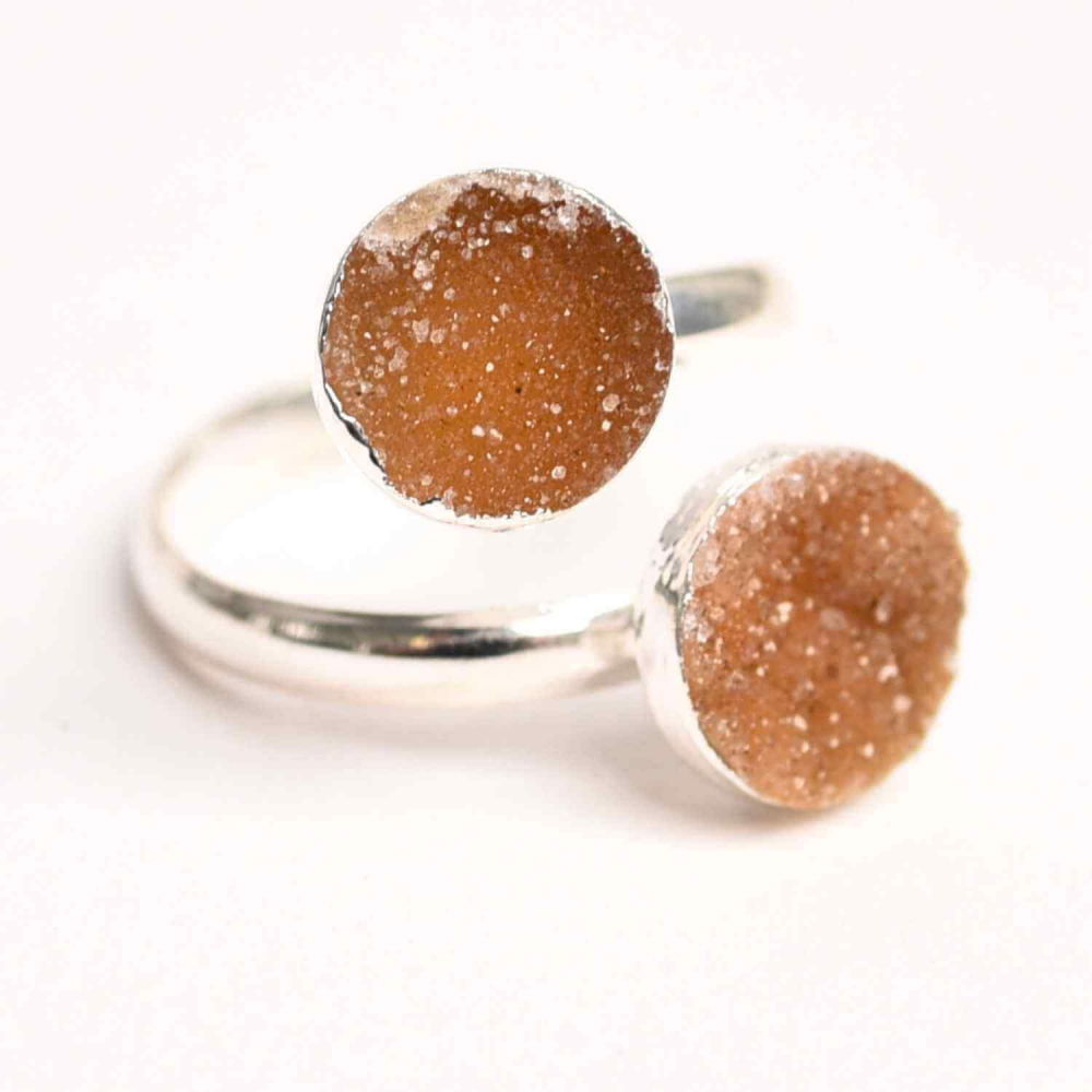 Inel Argintiu cu Dublu Agat Druzy – Energie si Eleganta Unica [1]