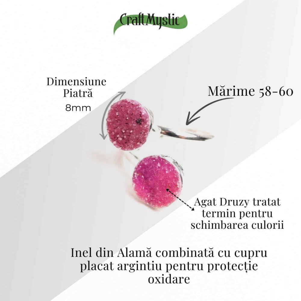 Inel Argintiu cu Dublu Agat Druzy – Energie si Eleganta Unica [4]