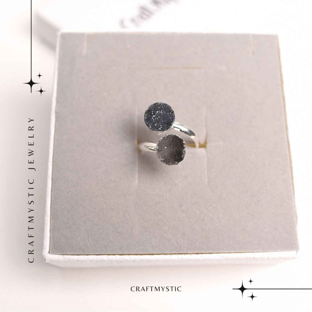Inel Argintiu cu Dublu Agat Druzy – Energie si Eleganta Unica [6]