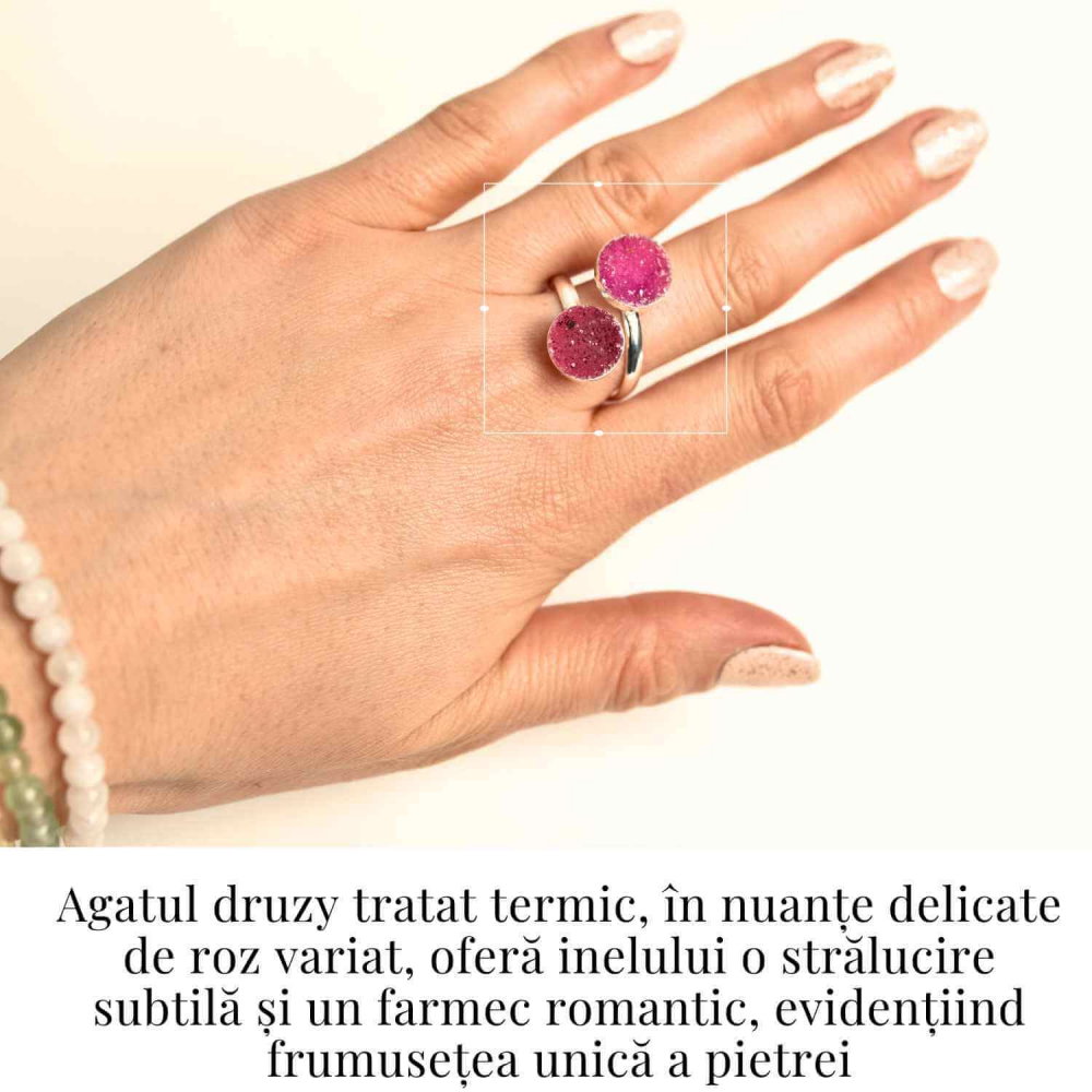 Inel Argintiu cu Dublu Agat Druzy – Energie si Eleganta Unica [2]