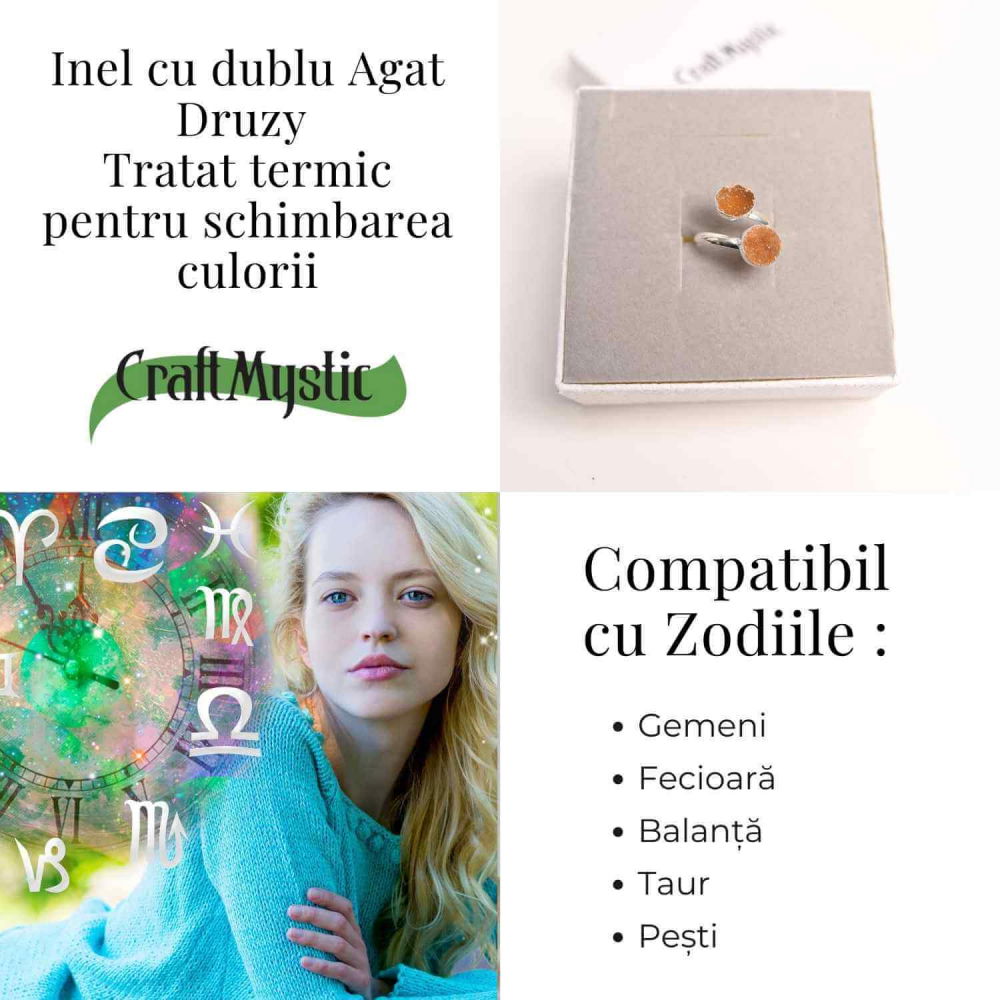 Inel Argintiu cu Dublu Agat Druzy – Energie si Eleganta Unica [4]