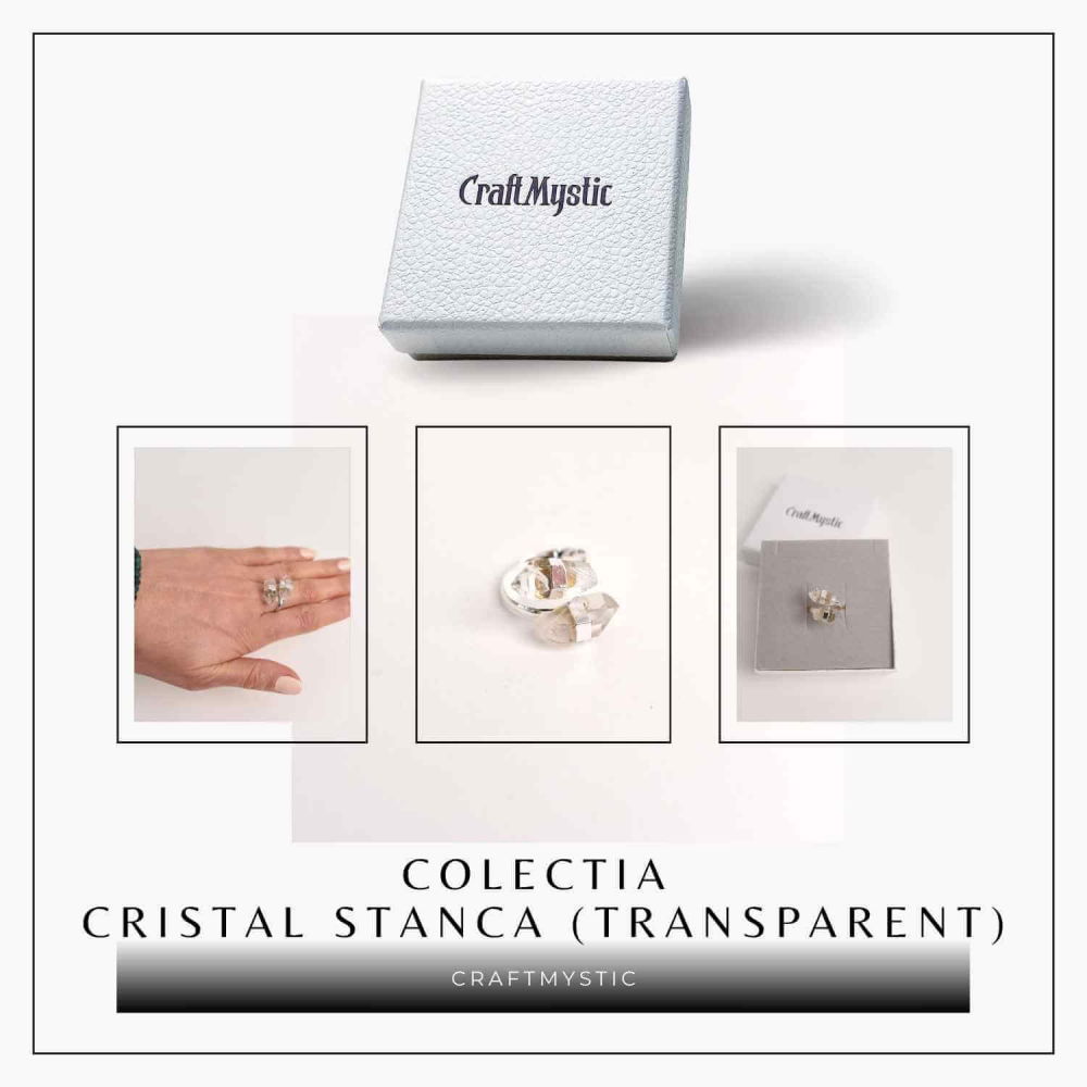 Inel Reglabil Argintiu cu Dublu Cristal Stanca - Claritate si Armonie [7]