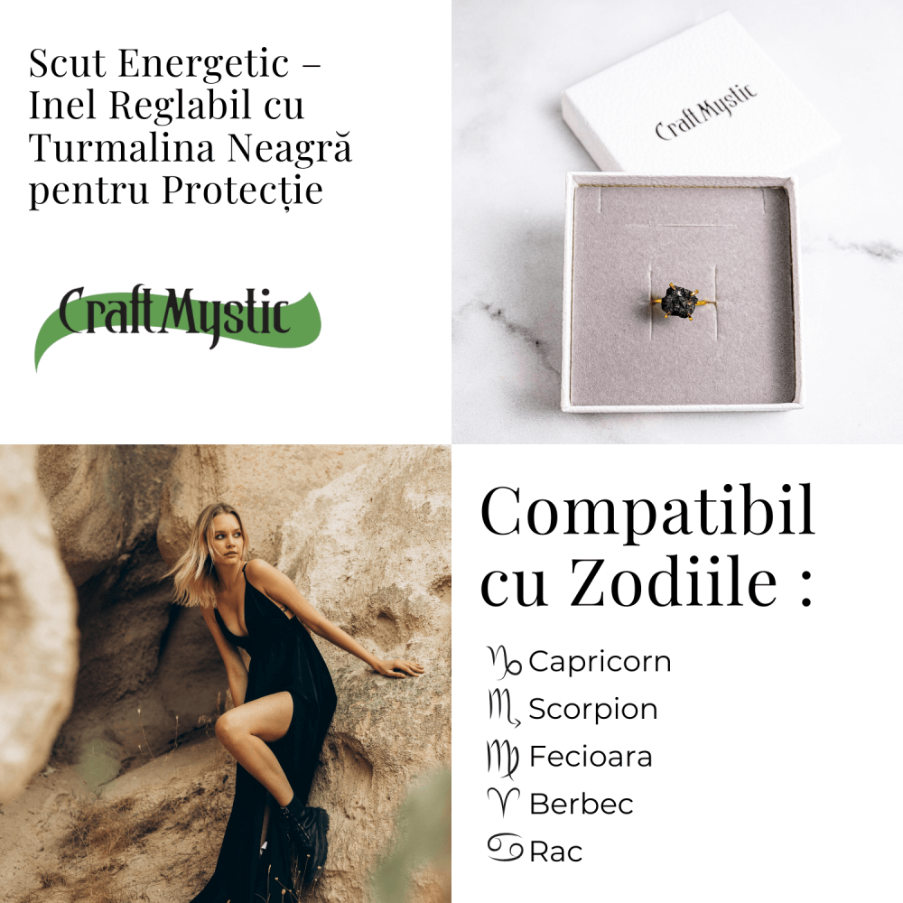 Scut energetic – Inel reglabil cu Turmalina Neagra pentru Protectie [5]