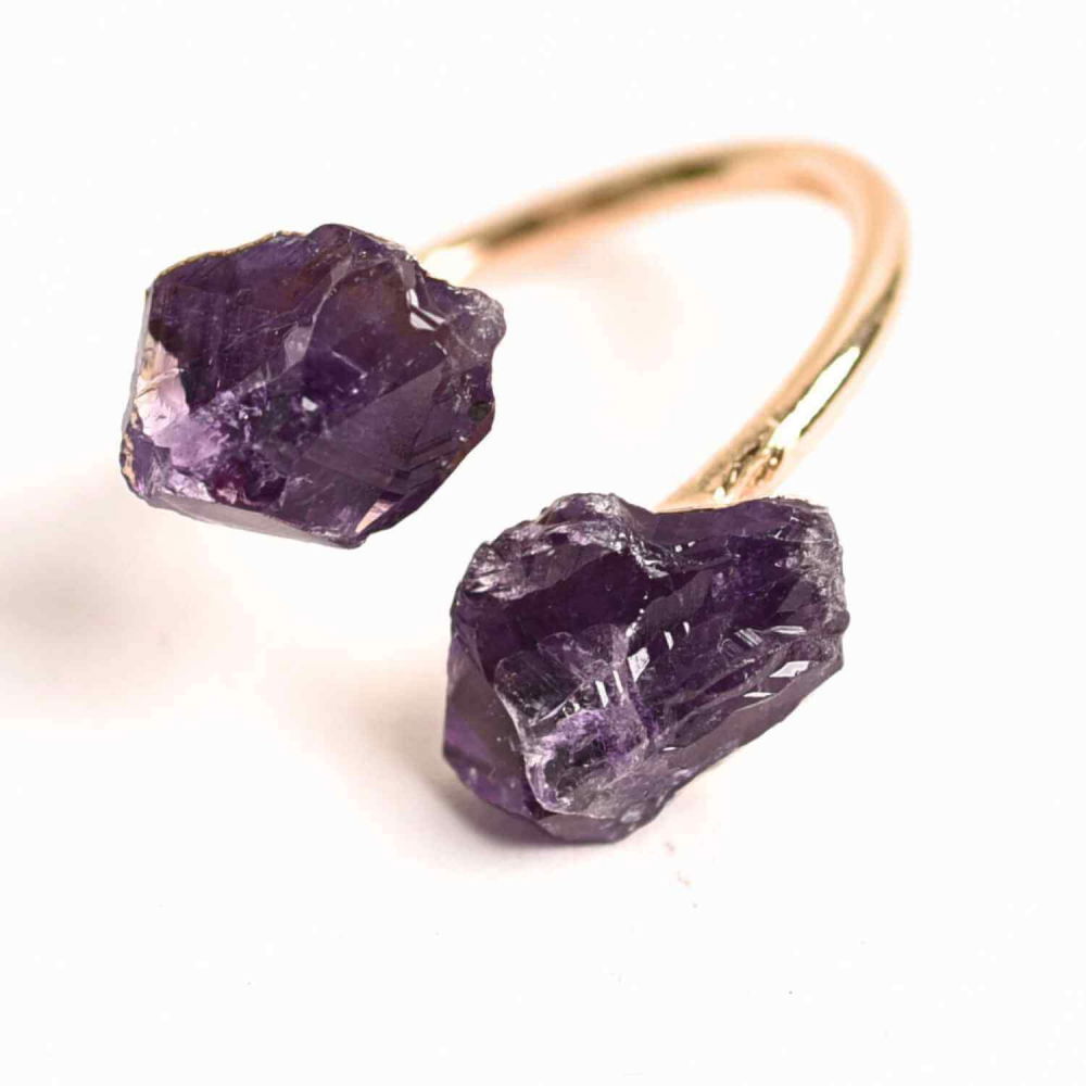 Inel reglabil cu dublu Ametist – Claritate mentala si echilibru spiritual [1]