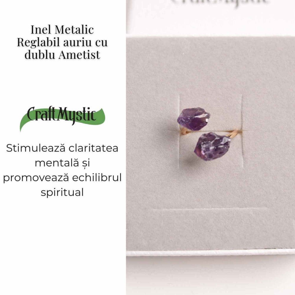 Inel reglabil cu dublu Ametist – Claritate mentala si echilibru spiritual [3]