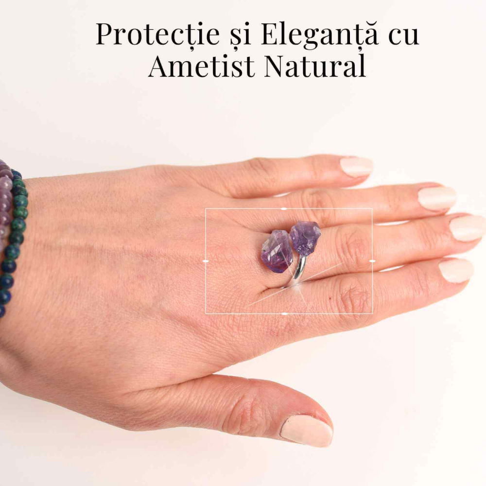 Inel Reglabil cu Dublu Ametist - Eleganta si Energie Pozitiva [2]