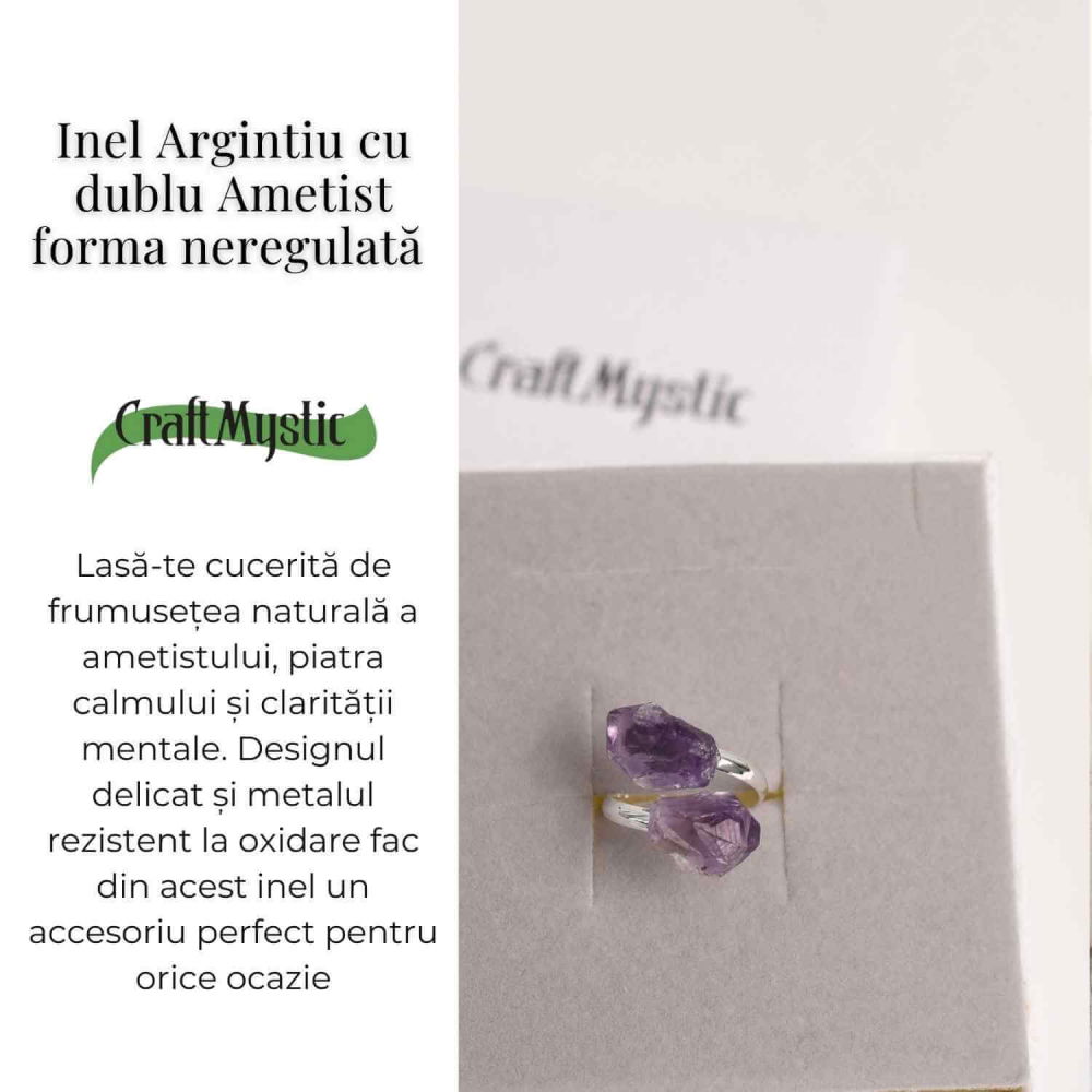 Inel Reglabil cu Dublu Ametist - Eleganta si Energie Pozitiva [5]