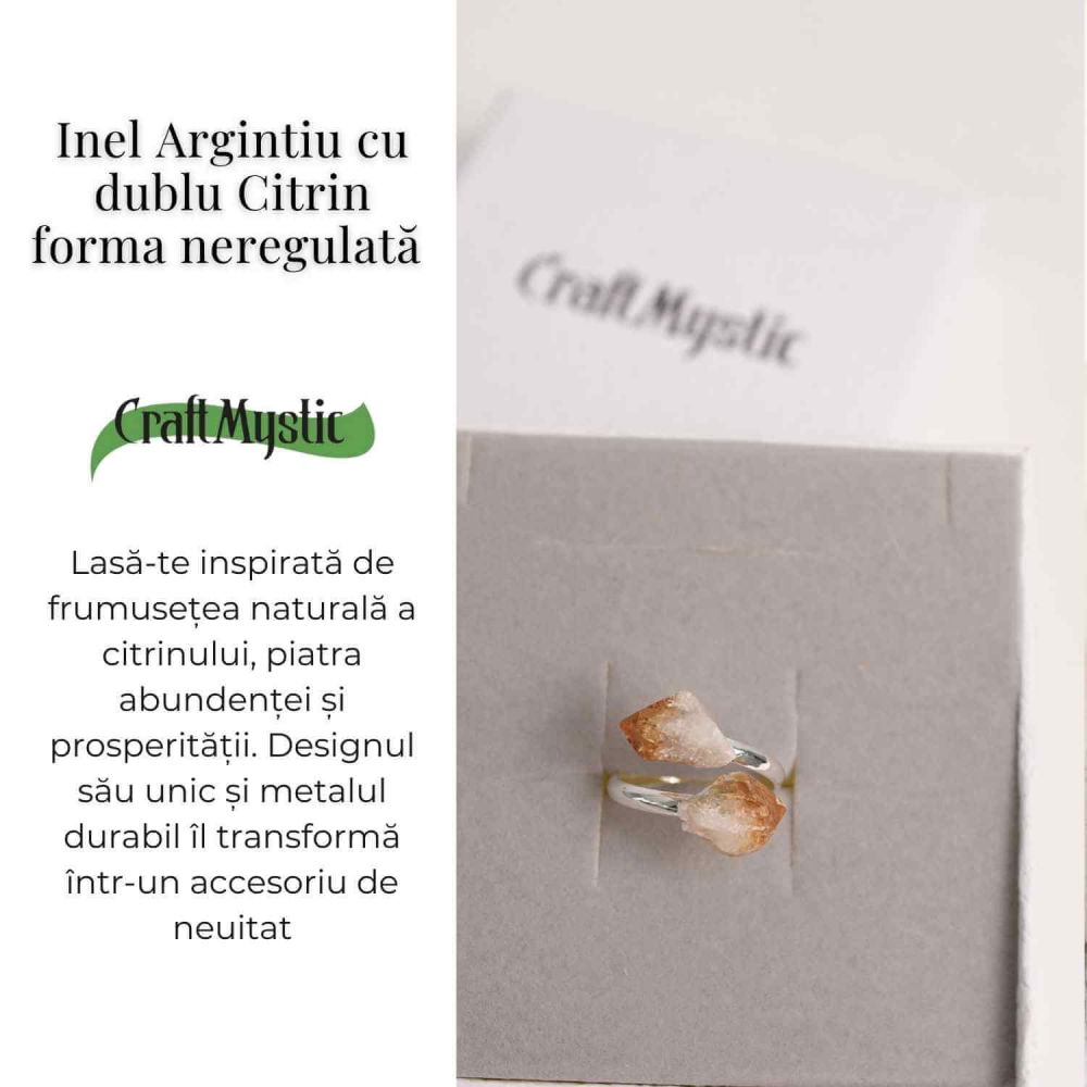 Inel Reglabil cu Dublu Citrin - Energie Pozitiva si Abundenta [3]