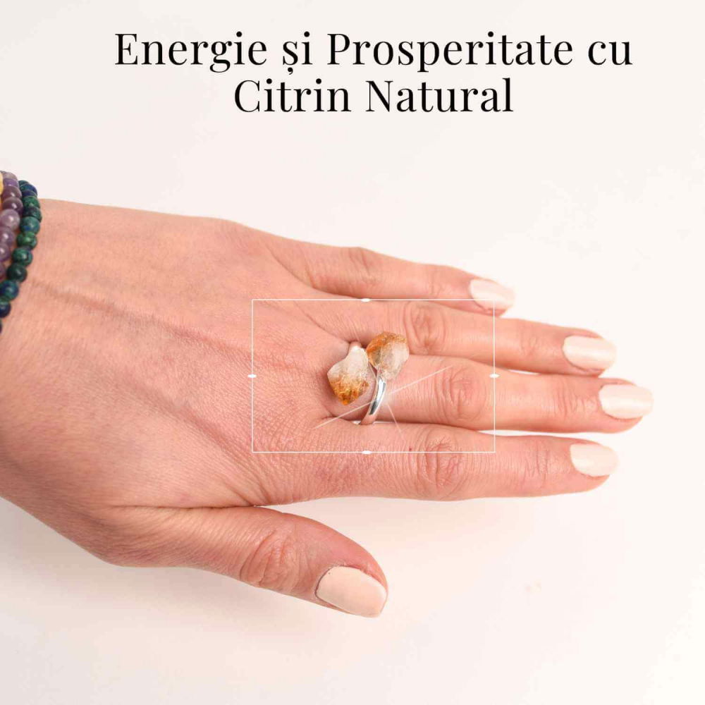 Inel Reglabil cu Dublu Citrin - Energie Pozitiva si Abundenta [2]