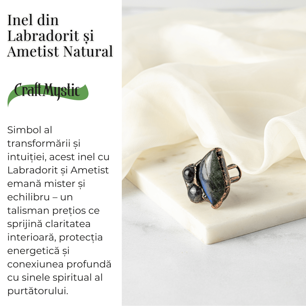 Inel Reglabil din Labradorit si Ametist Natural – Simbol al Intuitiei si Echilibrului Spiritual [3]