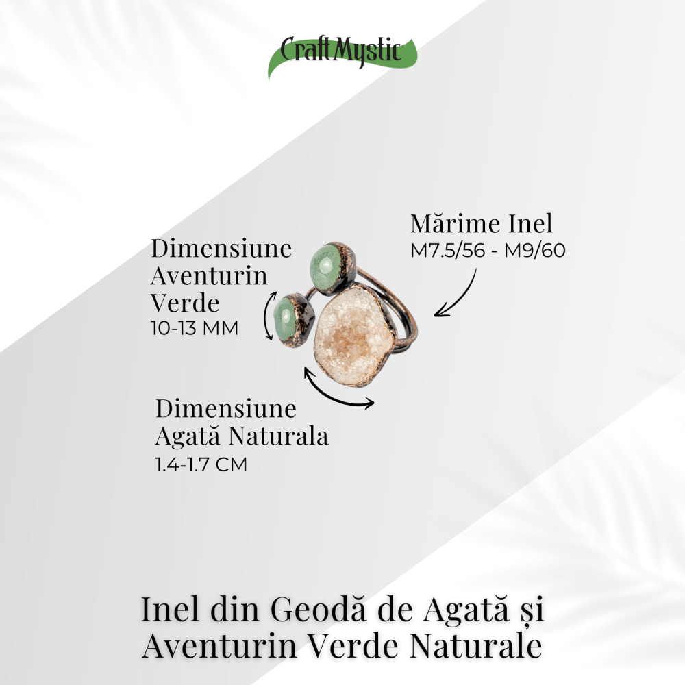 Inel din Geoda de Agata si Aventurin Verde Natural – Armonie si Vitalitate Interioara [4]