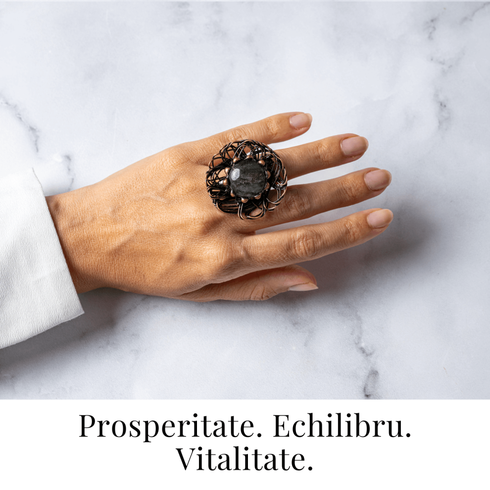 Inel Floral din Cupru cu Labradorit Natural – Talisman al Transformarii si Protectiei Interioare [2]