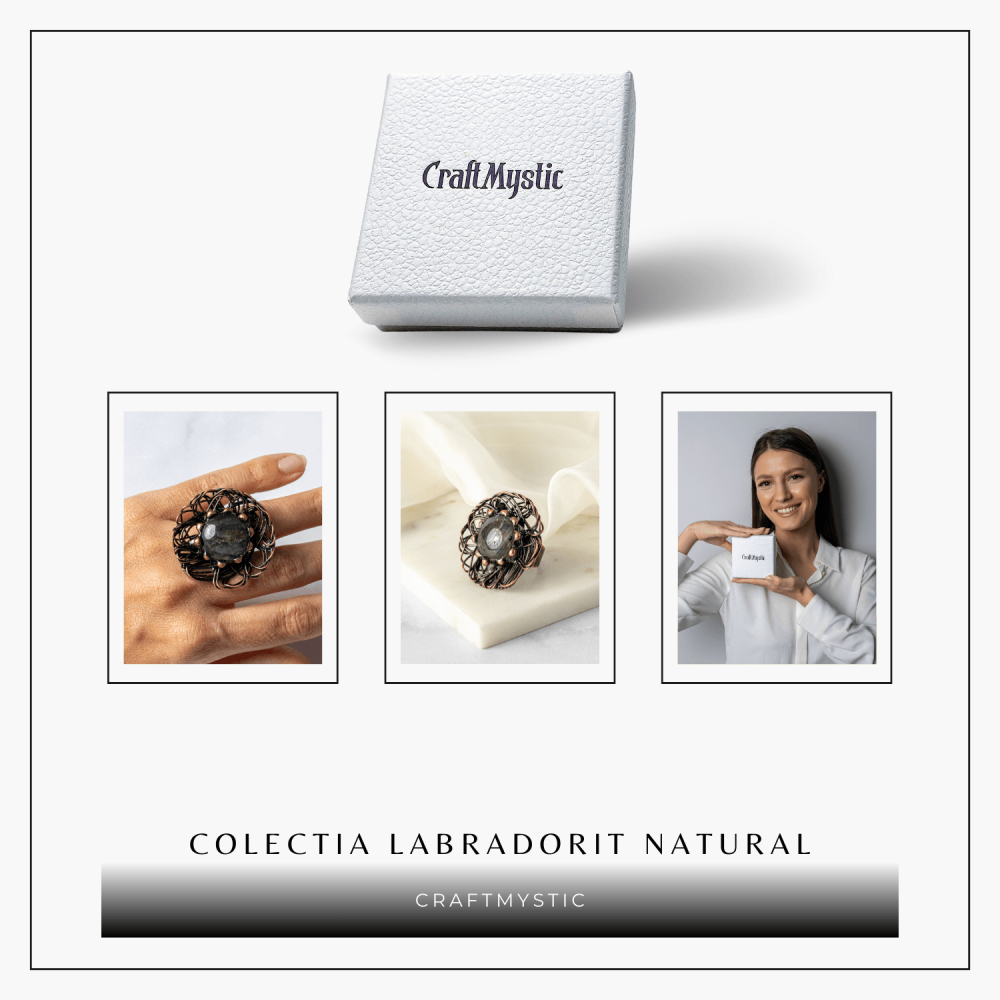 Inel Floral din Cupru cu Labradorit Natural – Talisman al Transformarii si Protectiei Interioare [8]