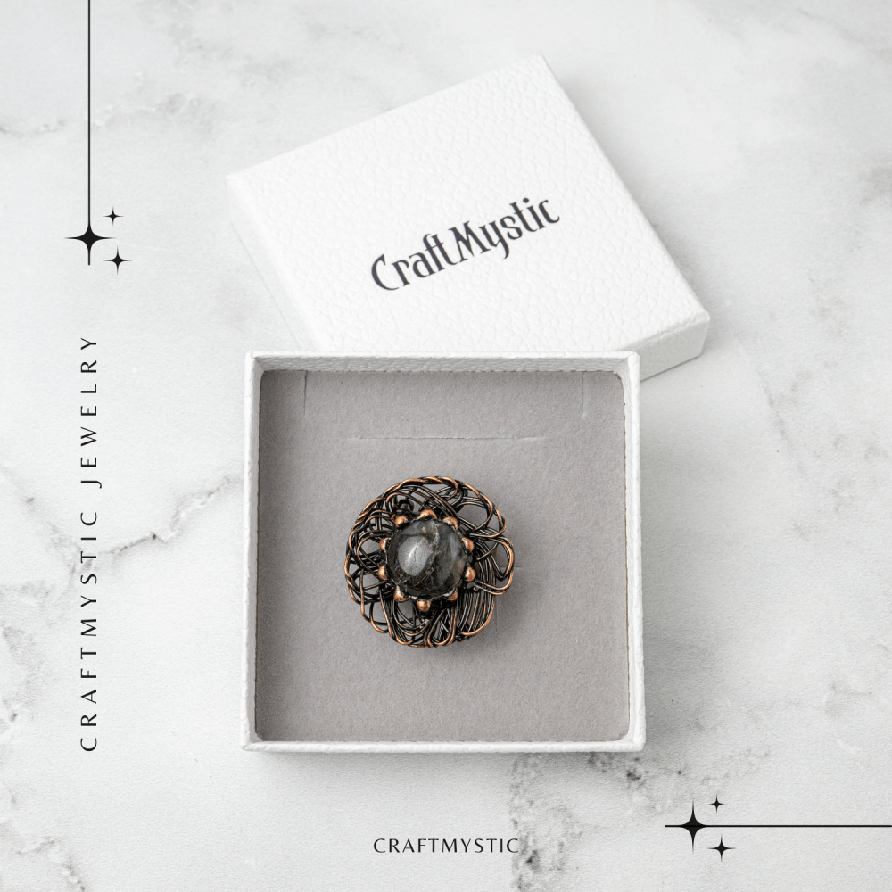 Inel Floral din Cupru cu Labradorit Natural – Talisman al Transformarii si Protectiei Interioare [7]