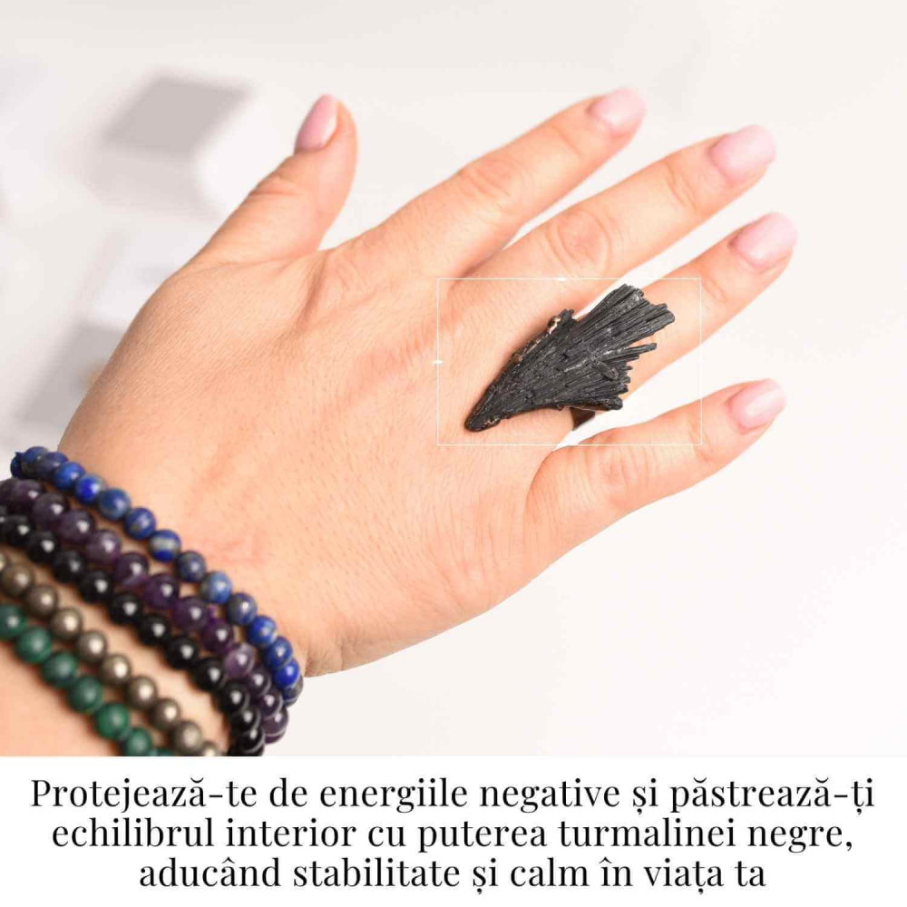Inel Reglabil Vintage cu Turmalina Neagra aripa – Protectie si echilibru energetic [2]