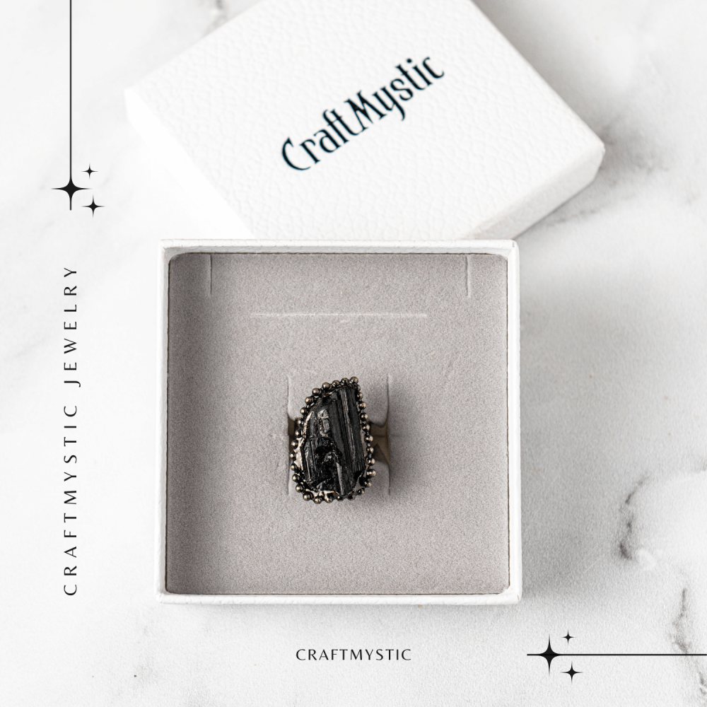 Inel Reglabil Vintage cu Turmalina Neagra – Protectie Energetica [6]