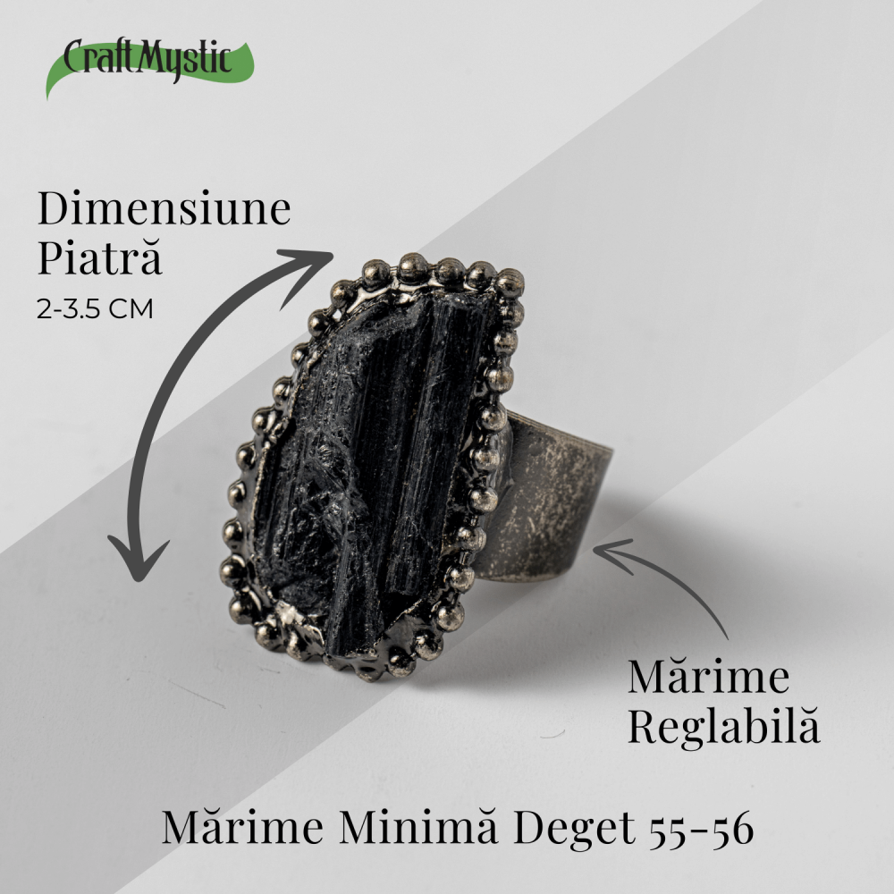 Inel Reglabil Vintage cu Turmalina Neagra – Protectie Energetica [3]