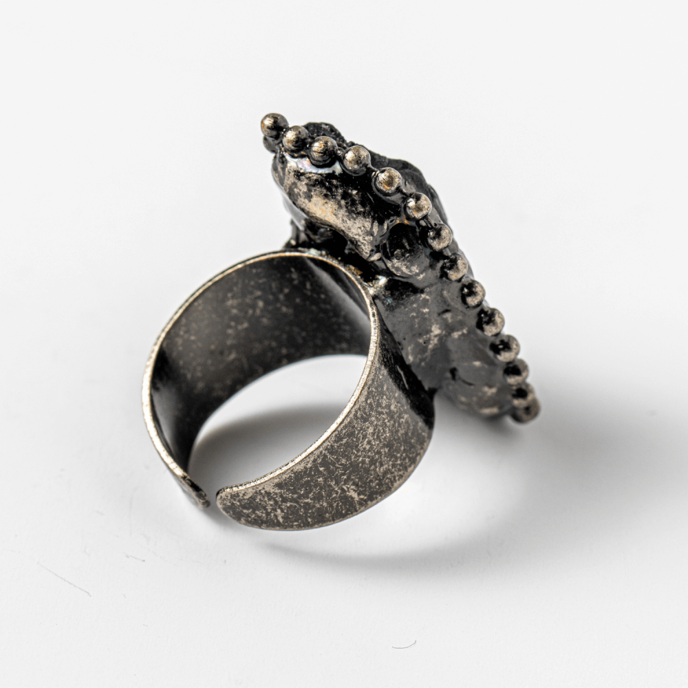 Inel Reglabil Vintage cu Turmalina Neagra – Protectie Energetica [8]