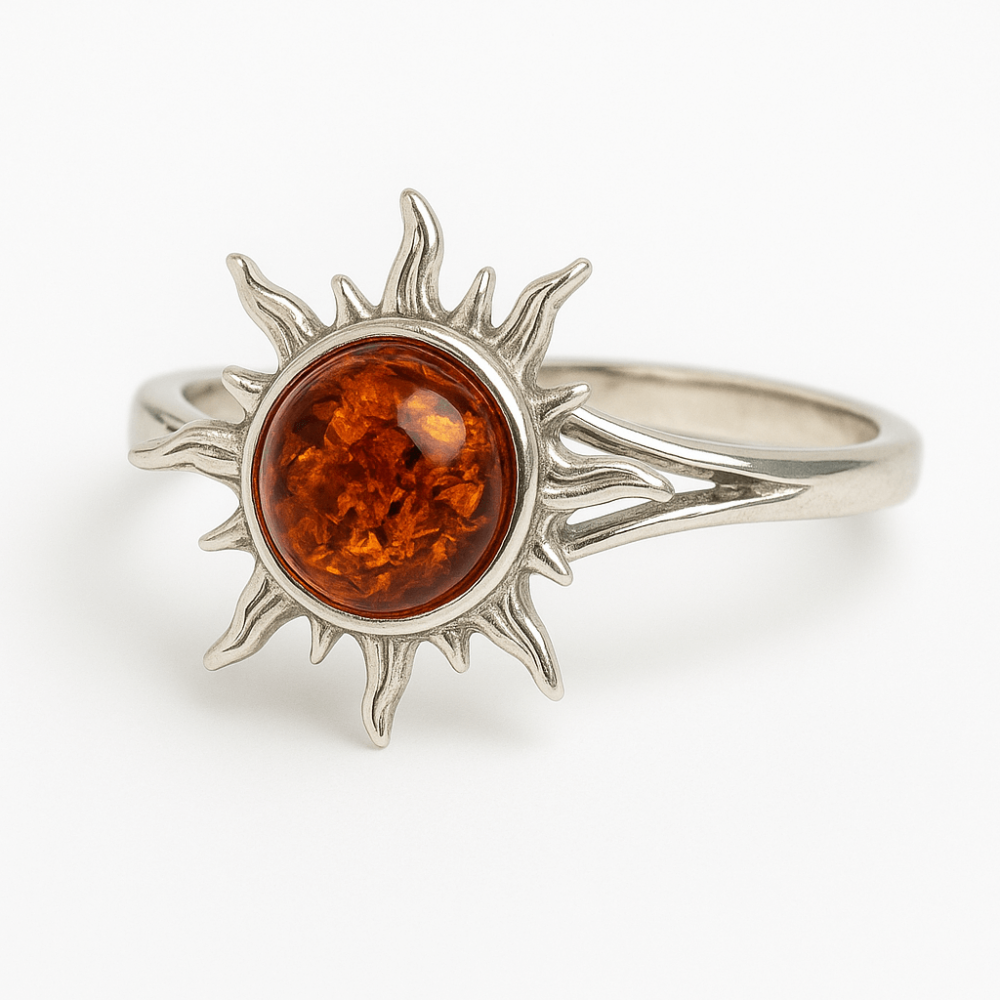 Inel Soare cu chihlimbar si montura argint 925 – Lumina si caldura la degetul tau [1]