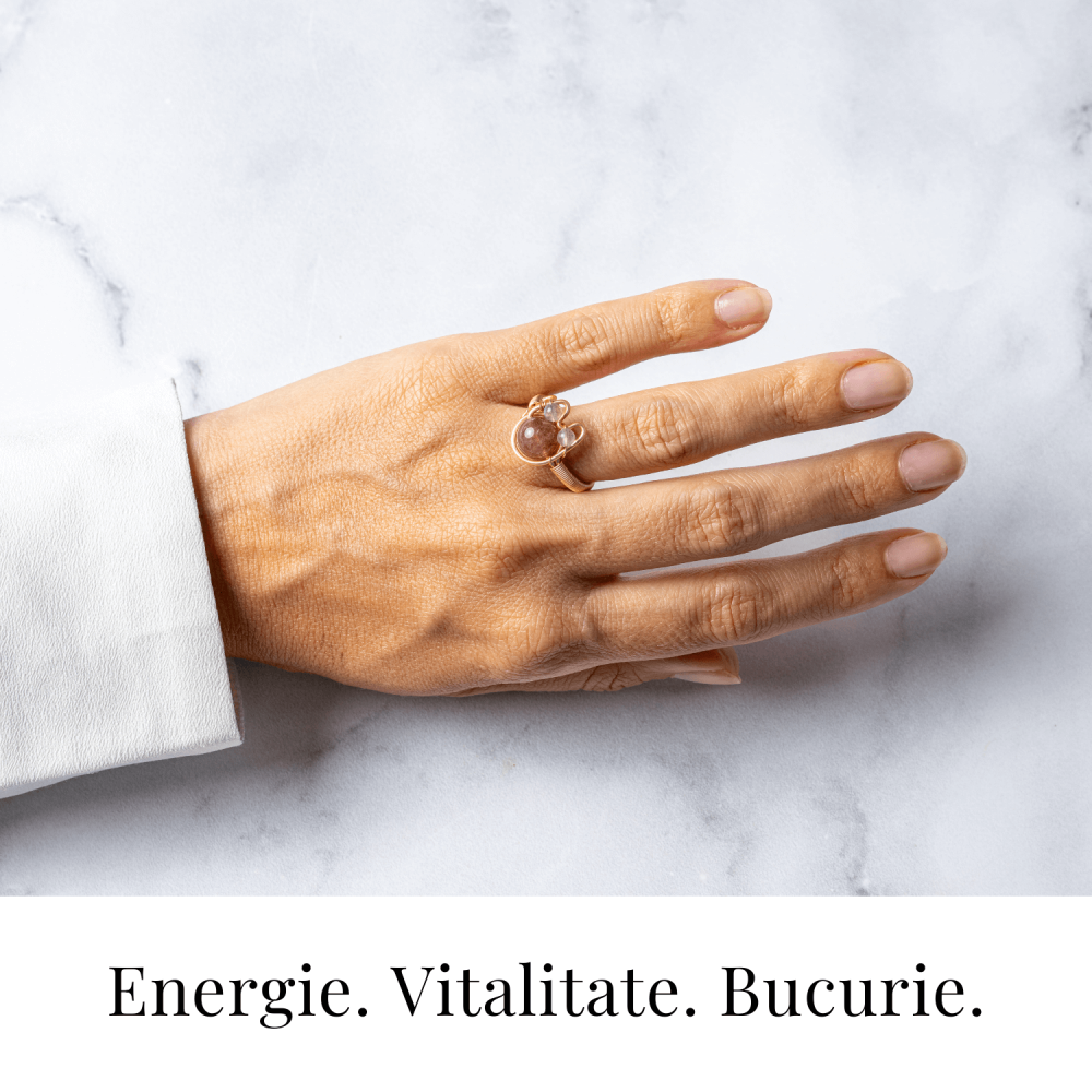 Inel cu Cristal de Capsuna Natural si Cupru – Simbol al Vitalitatii si Bucuriei Interioare [2]