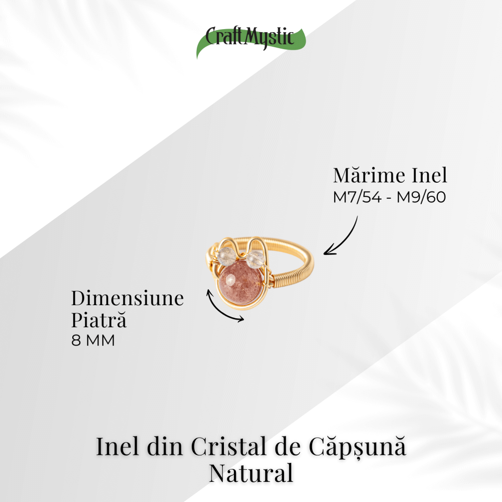 Inel cu Cristal de Capsuna Natural si Cupru – Simbol al Vitalitatii si Bucuriei Interioare [5]