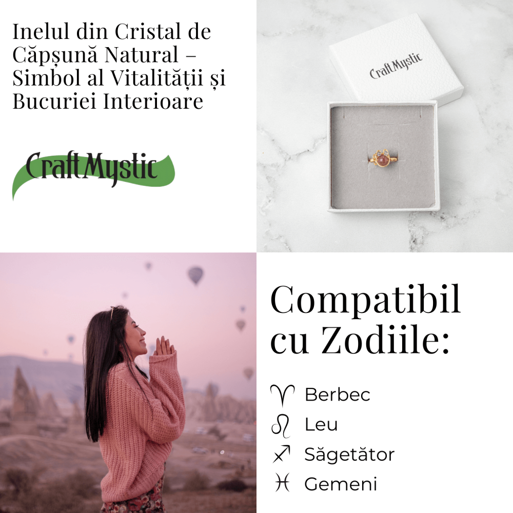 Inel cu Cristal de Capsuna Natural si Cupru – Simbol al Vitalitatii si Bucuriei Interioare [4]