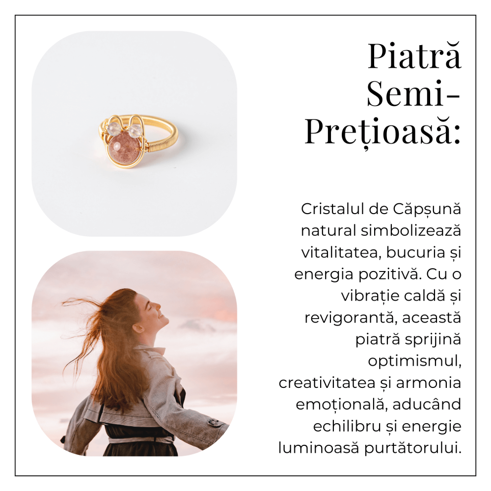 Inel cu Cristal de Capsuna Natural si Cupru – Simbol al Vitalitatii si Bucuriei Interioare [6]