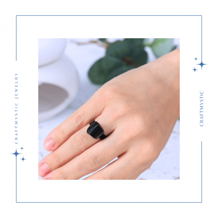 Inel vintage ajustabil cu Turmalina Neagra, pentru protectie si echilibru energetic [2]
