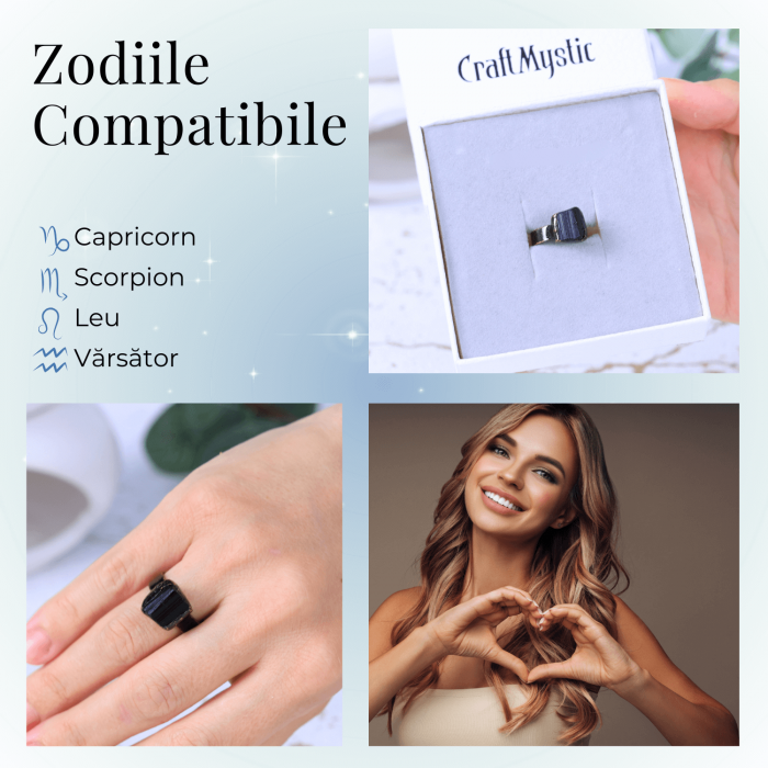 Inel vintage ajustabil cu Turmalina Neagra, pentru protectie si echilibru energetic [5]