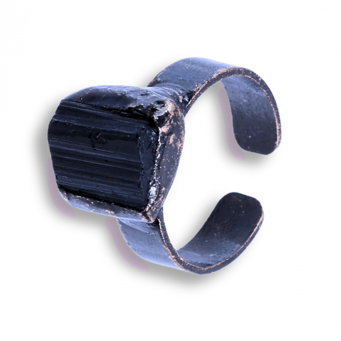 Inel vintage ajustabil cu Turmalina Neagra, pentru protectie si echilibru energetic [1]