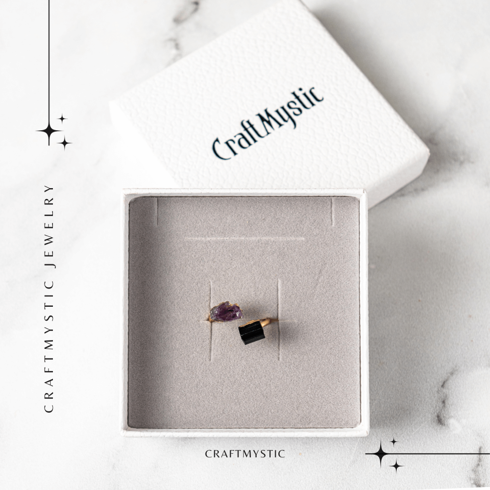 Inel reglabil cu Ametist si Turmalina – Echilibru si Energie Pozitiva [8]