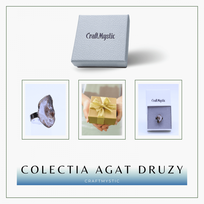 Inel vintage ajustabil cu Agat Druzy natural, pentru echilibru si protectie [8]
