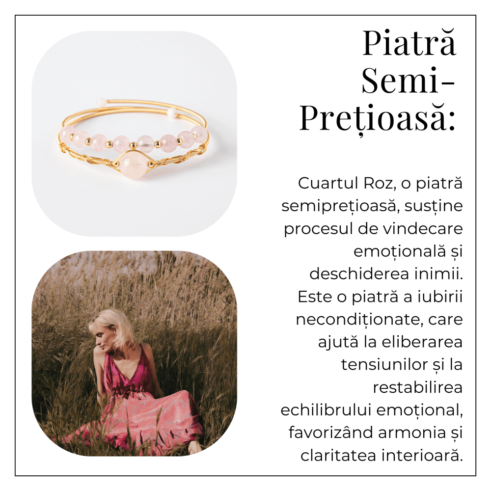 Iubire si Armonie – Bratara din Cuart Roz Natural [6]