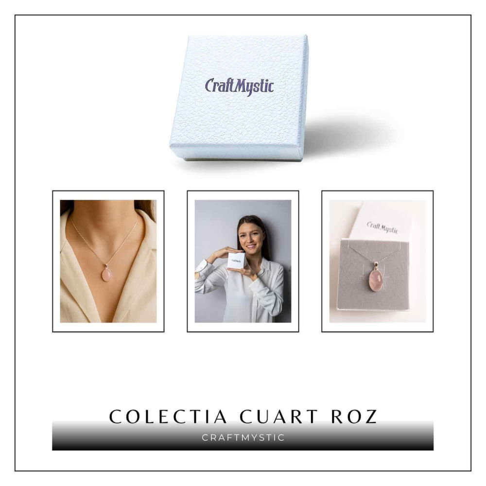 Colier cuart roz oval argint 925 – Vindecare emotionala [7]