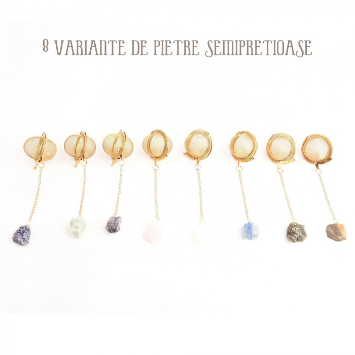 Infuzor ceai din otel inox cu piatra semipretioasa Ametist de 2 cm - Cristale vindecatoare tematica feng shui [2]