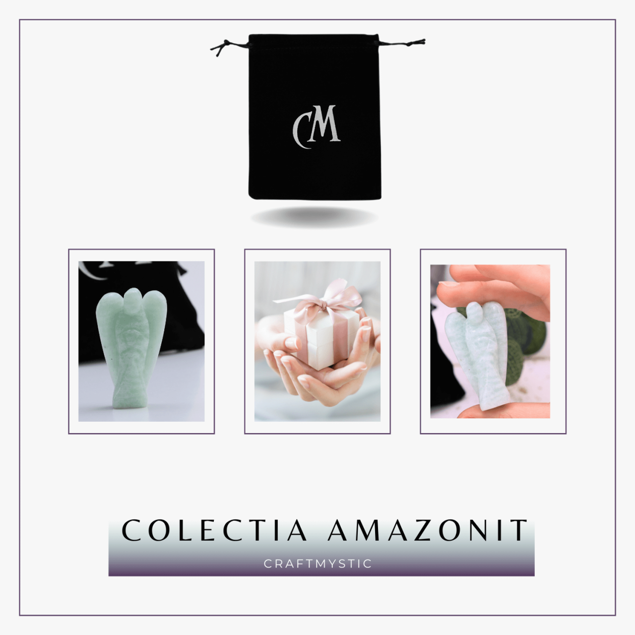 Figurina Inger 55mm din Amazonit Sculptat Manual - Protectie si Liniste [8]