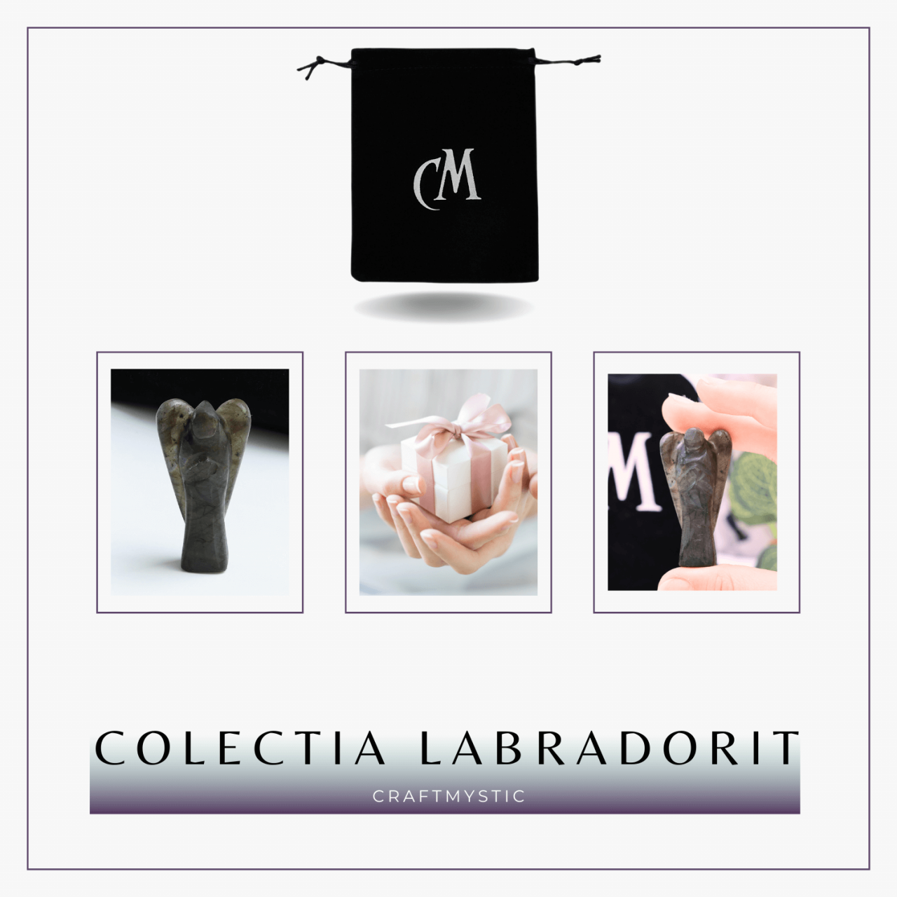 Figurina Inger 55mm din Labradorit Sculptat Manual - Protectie si Liniste [8]