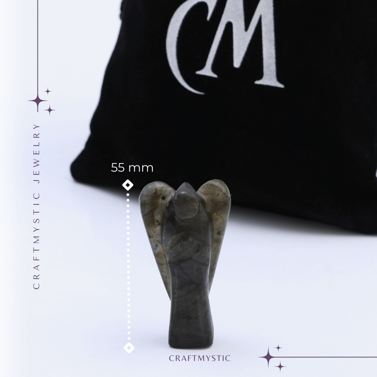 Figurina Inger 55mm din Labradorit Sculptat Manual - Protectie si Liniste [2]