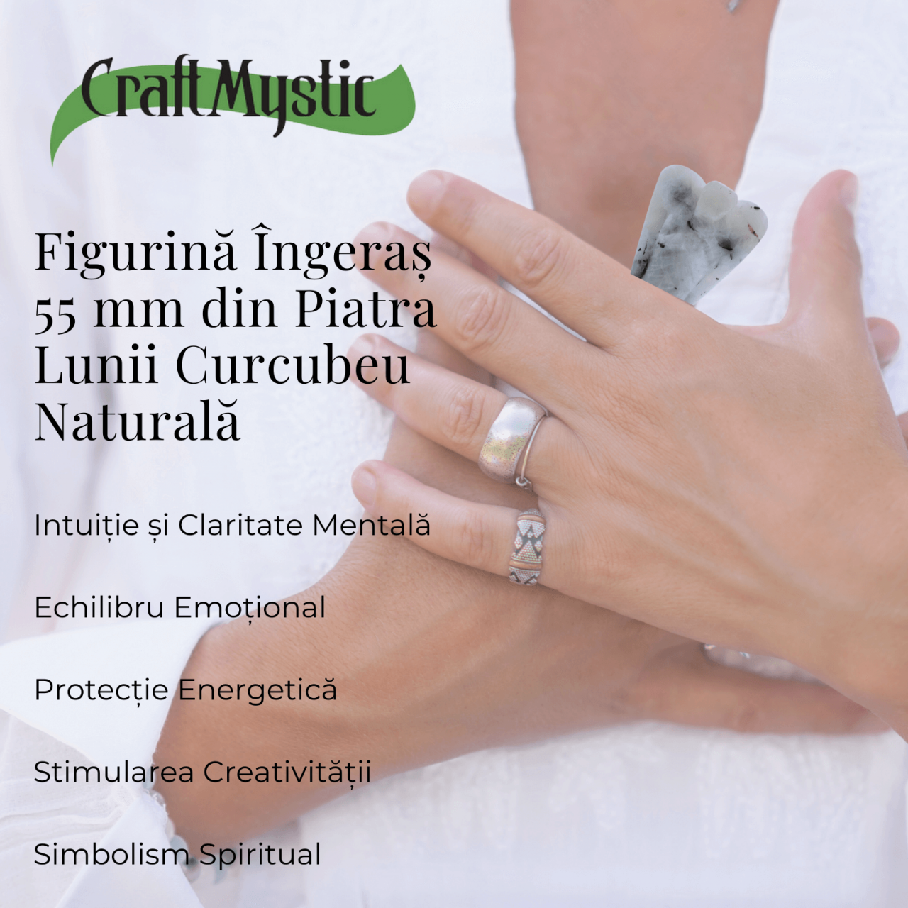 Figurina Inger 55mm din Piatra Lunii Curcubeu - Liniste si Armonie [4]