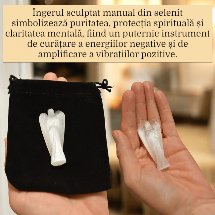 Inger de 55-60 mm Sculptat Manual din Piatra Naturala de Selenit-Protecție și Claritate Spirituală [4]