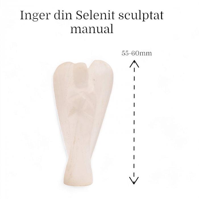 Inger de 55-60 mm Sculptat Manual din Piatra Naturala de Selenit-Protecție și Claritate Spirituală [6]