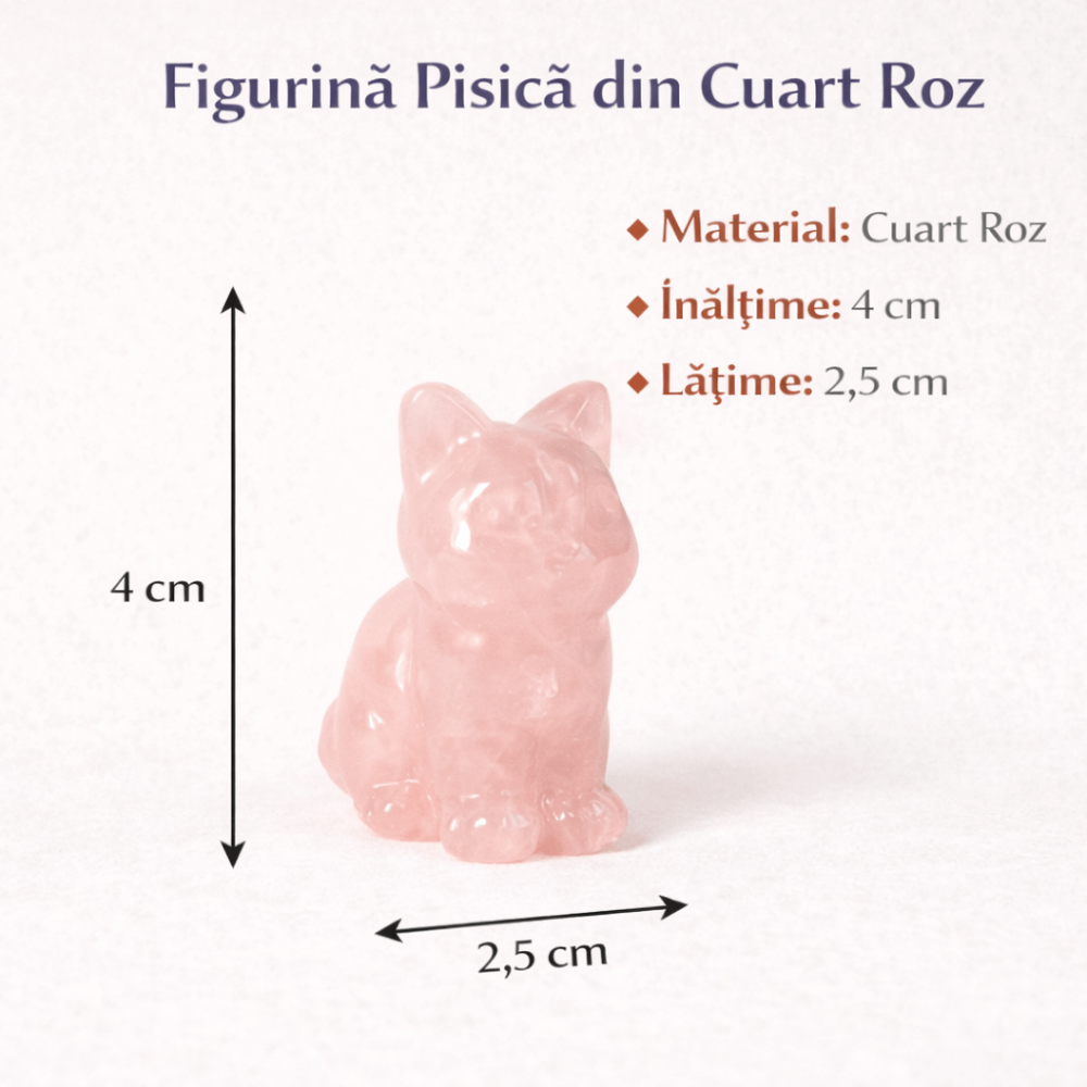 Figurina Pisica din Cuart Roz – Simbol al Iubirii, Blandetii si Vindecarii Emotionale [4]