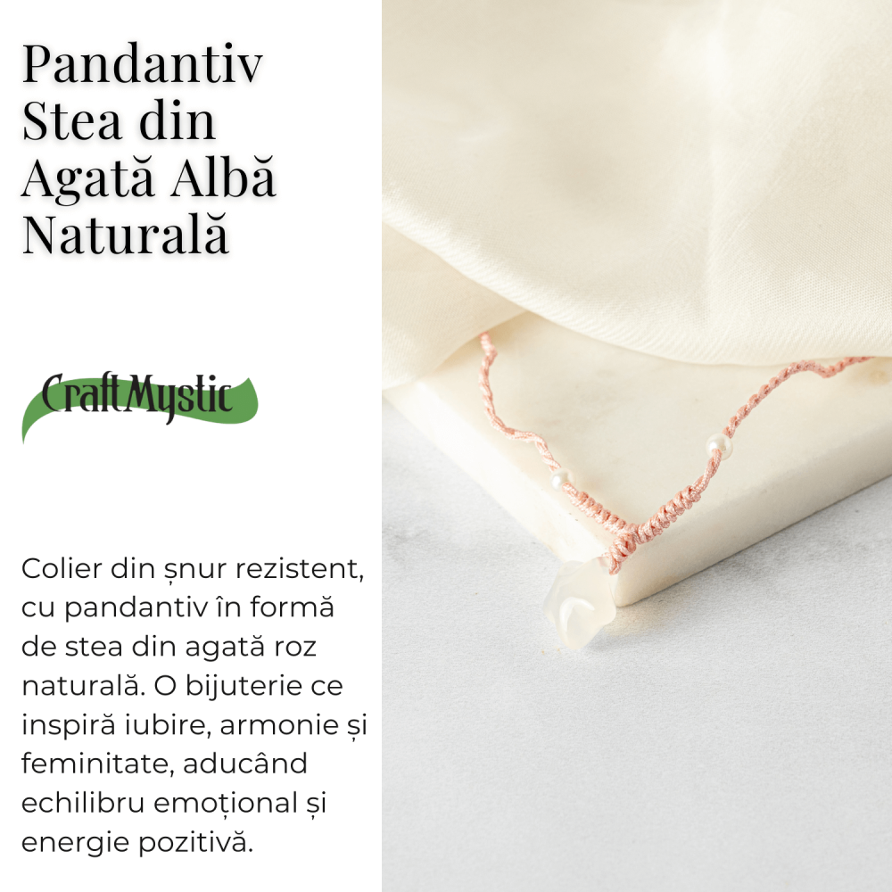 Pace si Armonie – Colier Stea din Agat Alb Natural [3]