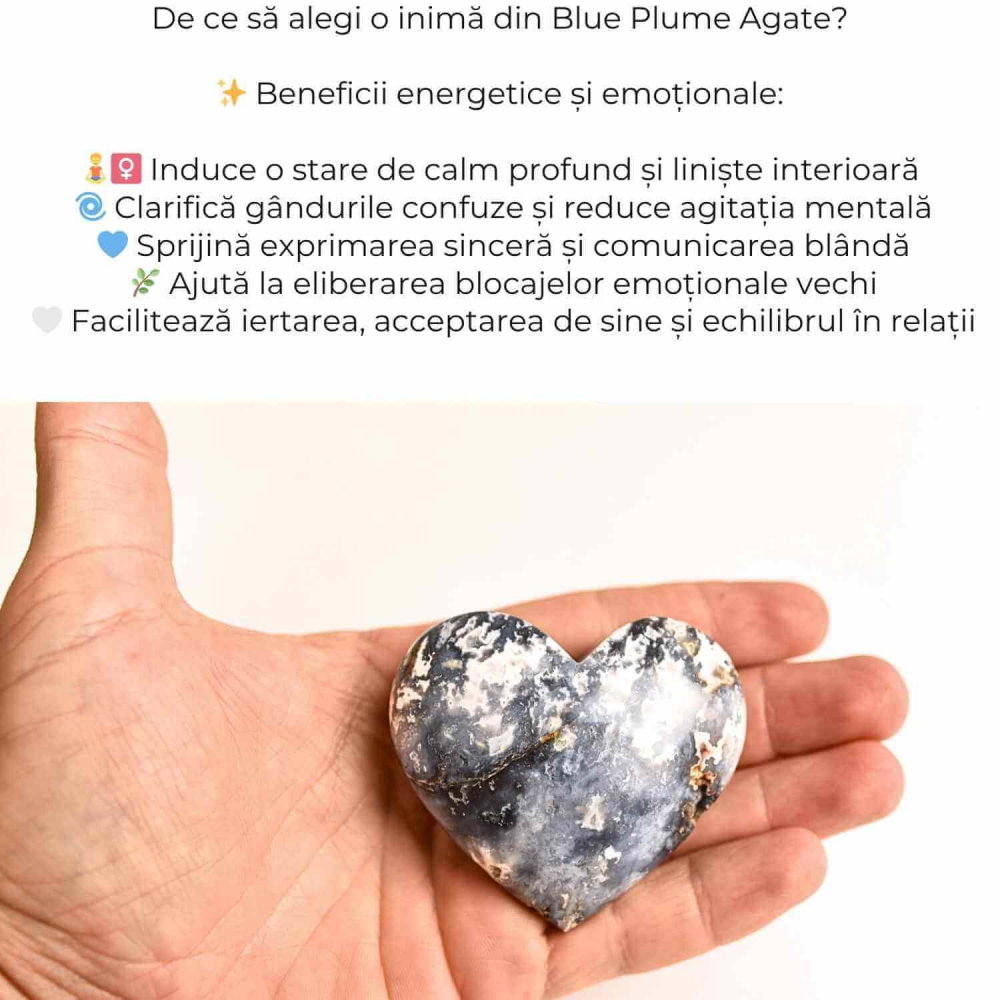 Inima din Agat Blue Plume – Vindecare si pace in palma ta [3]