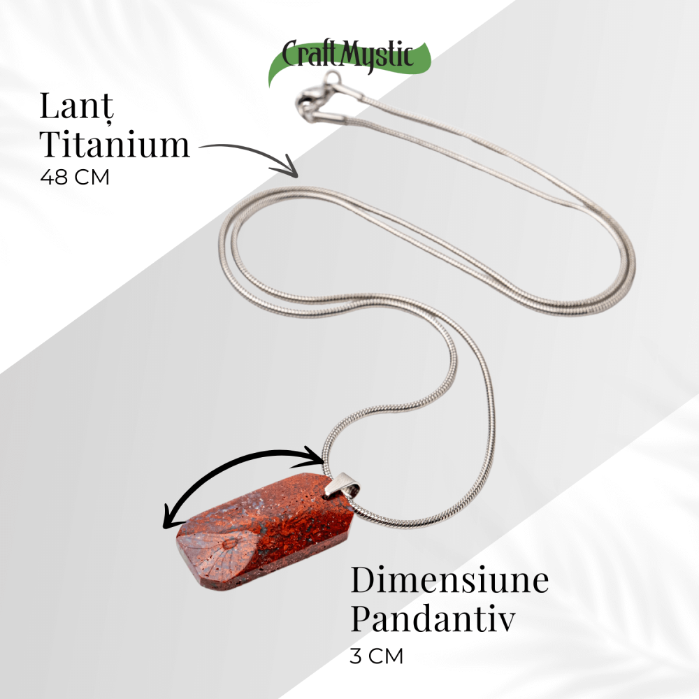 Colier Titanium cu Jasp Rosu Natural Dreptunghiular – Forta Interioara si Protectie Energetica [5]