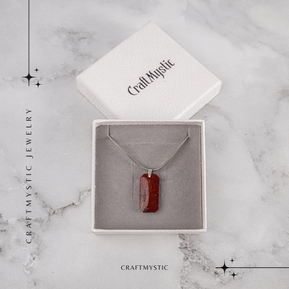 Colier Titanium cu Jasp Rosu Natural Dreptunghiular – Forta Interioara si Protectie Energetica [7]